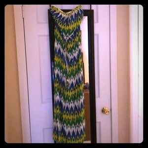 Strapless Aztec design floor length dress